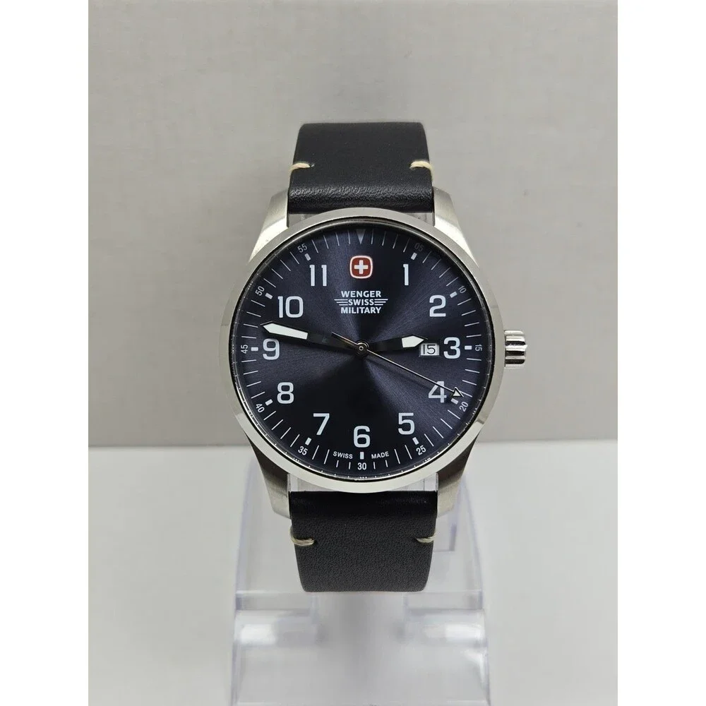 Wenger Terragraph Swiss Military Men 42mm Gray Sapphire Quartz Watch New Battery